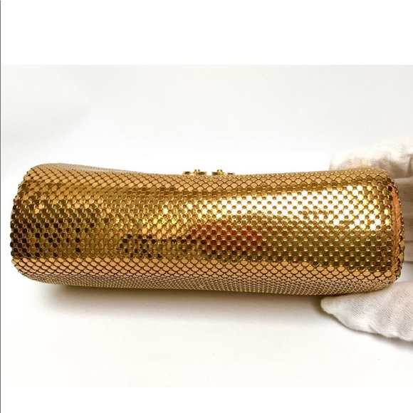Gold mesh clutch with Crystal snap closure - Picture 6 of 7